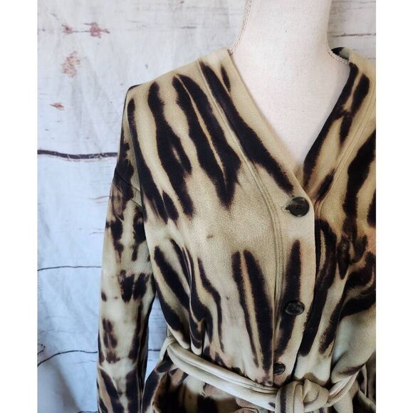 Raquel Allegra Button Front Belted Cardigan Jacket Size 1/Medium - Picture 4 of 6